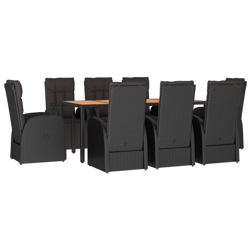 9-delige Tuinset poly rattan en massief acaciahout zwart is nu te koop bij PeponiXL, paradijselijk wonen!