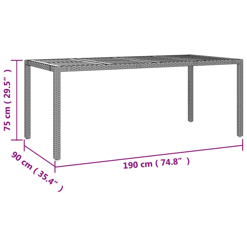 9-delige Tuinset poly rattan en massief acaciahout zwart is nu te koop bij PeponiXL, paradijselijk wonen!