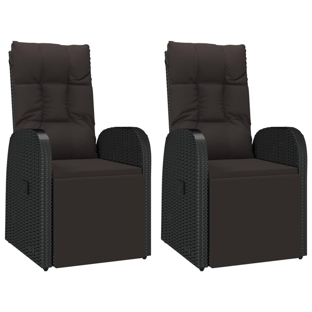 3-delige Loungeset poly rattan en massief acaciahout zwart is nu te koop bij PeponiXL, paradijselijk wonen!