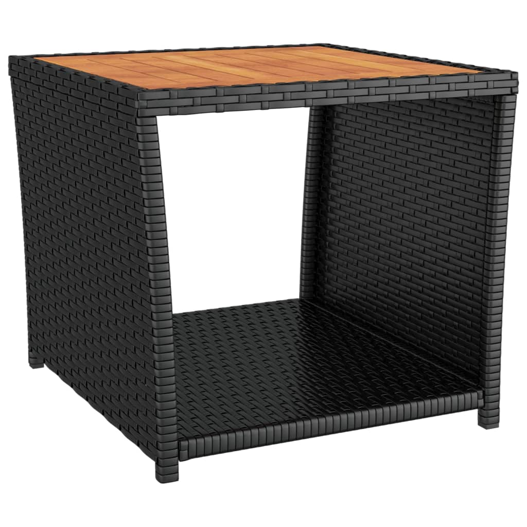 3-delige Loungeset poly rattan en massief acaciahout zwart is nu te koop bij PeponiXL, paradijselijk wonen!
