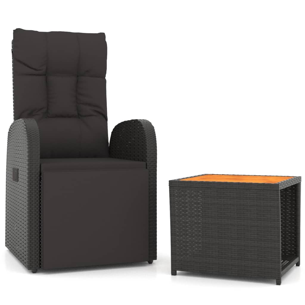 2-delige Loungeset poly rattan en massief acaciahout zwart is nu te koop bij PeponiXL, paradijselijk wonen!