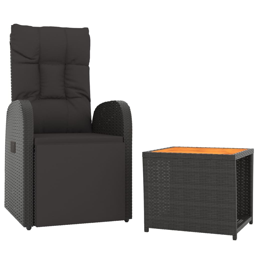 2-delige Loungeset poly rattan en massief acaciahout zwart is nu te koop bij PeponiXL, paradijselijk wonen!
