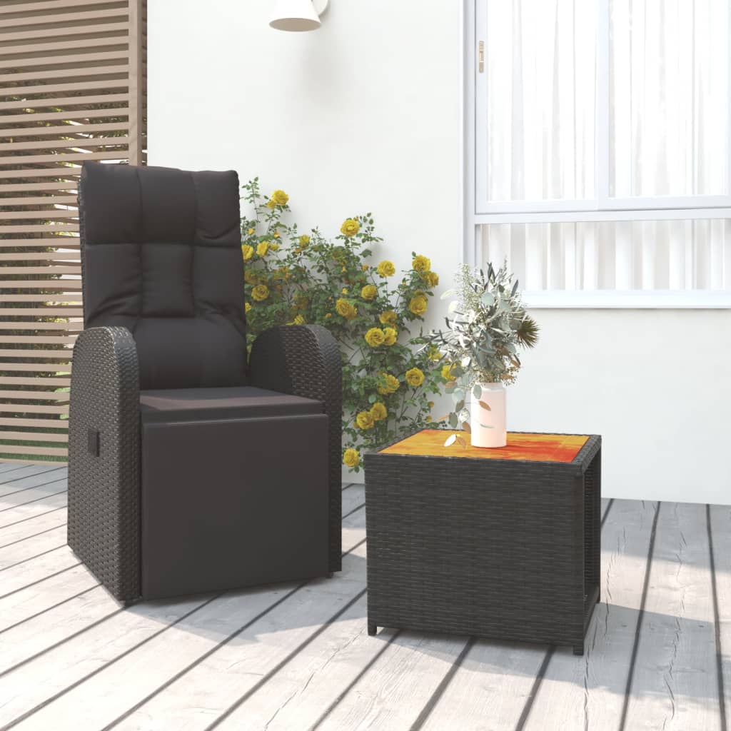 2-delige Loungeset poly rattan en massief acaciahout zwart is nu te koop bij PeponiXL, paradijselijk wonen!