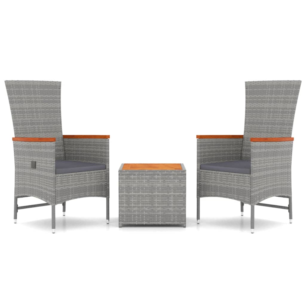 3-delige Loungeset poly rattan en massief acaciahout grijs is nu te koop bij PeponiXL, paradijselijk wonen!