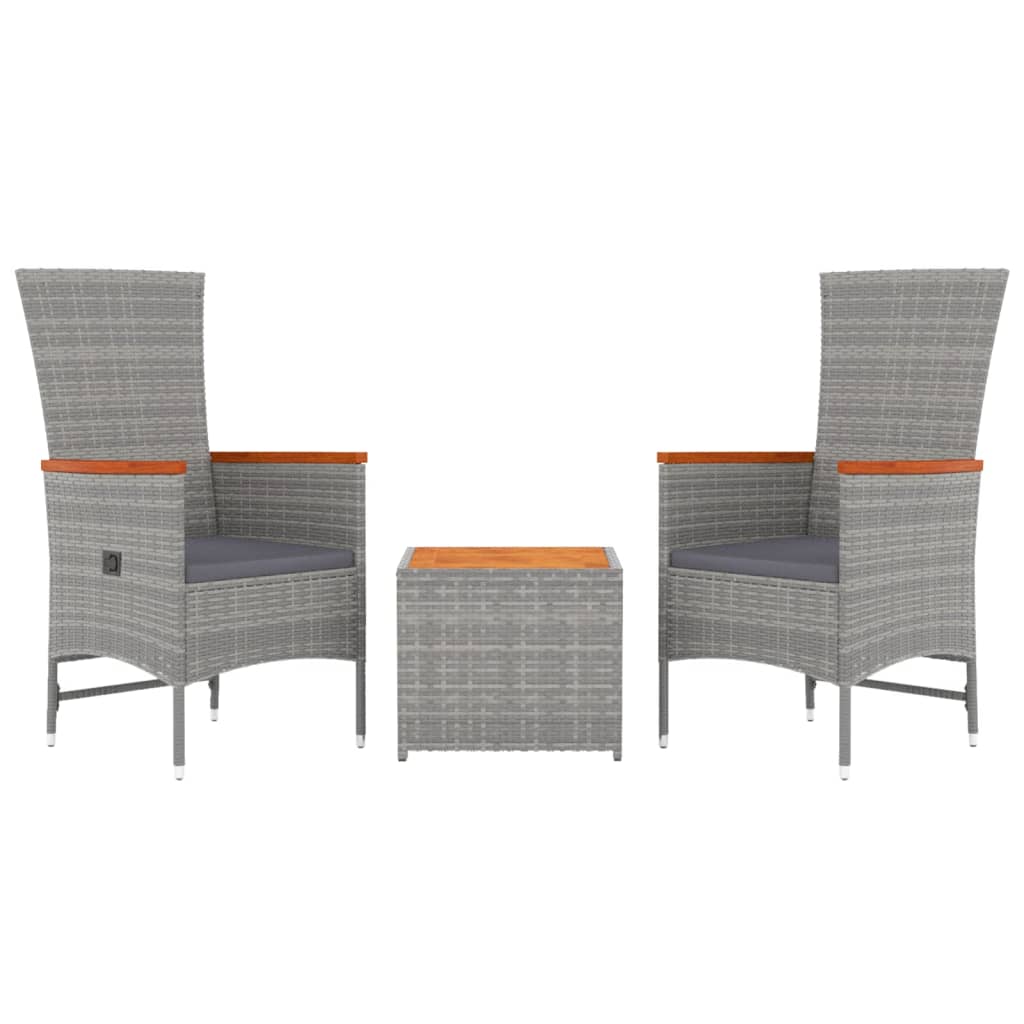 3-delige Loungeset poly rattan en massief acaciahout grijs is nu te koop bij PeponiXL, paradijselijk wonen!
