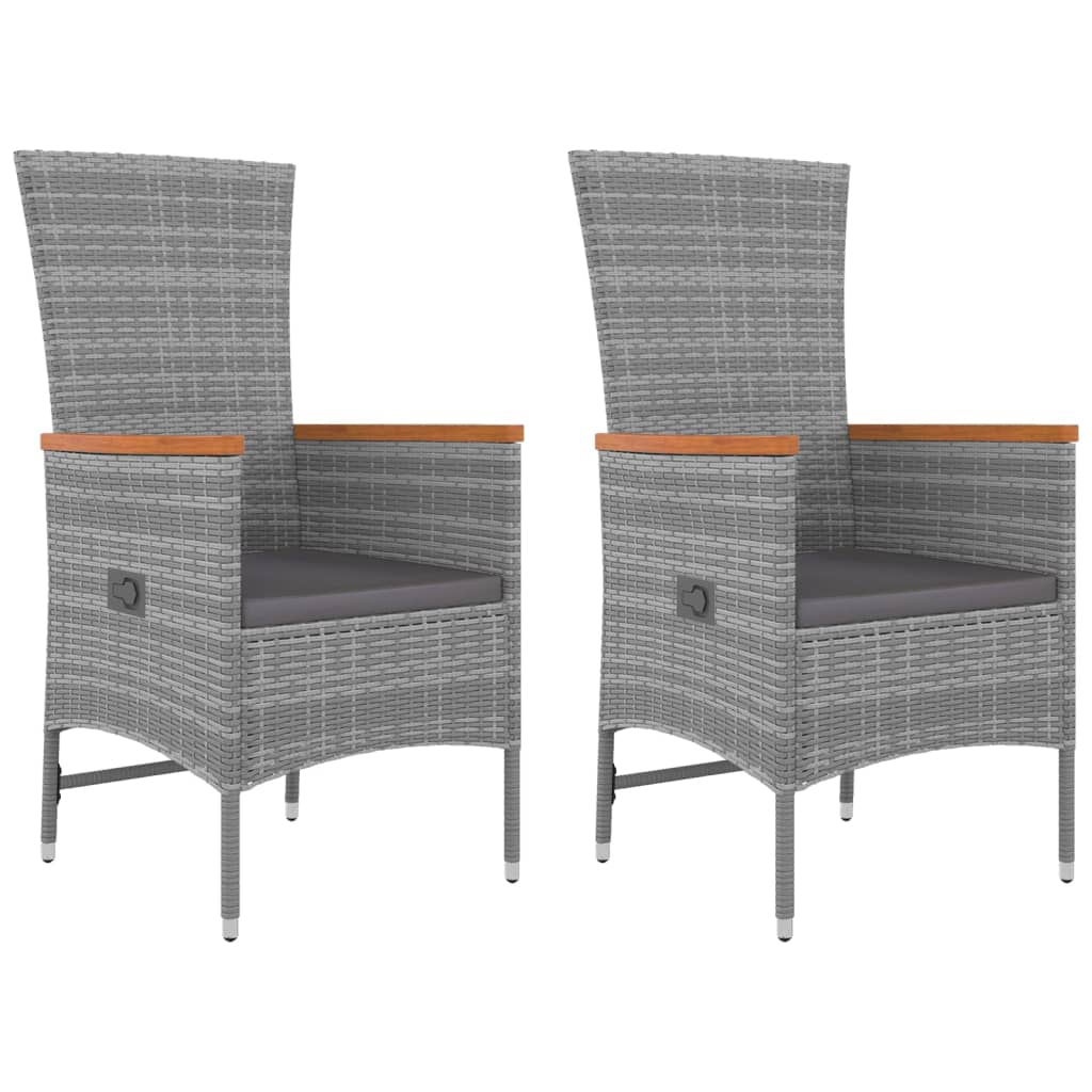 3-delige Loungeset poly rattan en massief acaciahout grijs is nu te koop bij PeponiXL, paradijselijk wonen!