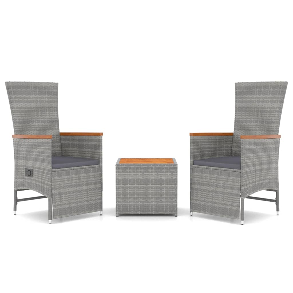 3-delige Loungeset poly rattan en massief acaciahout grijs is nu te koop bij PeponiXL, paradijselijk wonen!