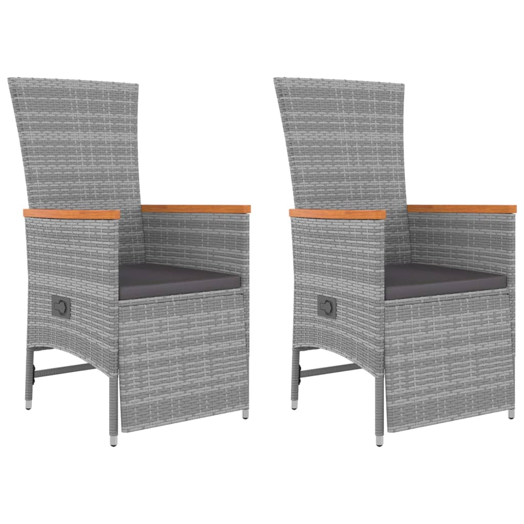 3-delige Loungeset poly rattan en massief acaciahout grijs is nu te koop bij PeponiXL, paradijselijk wonen!