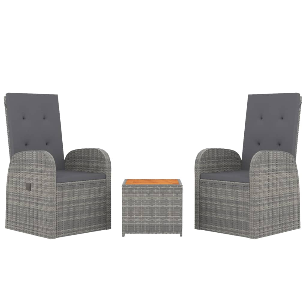 3-delige Loungeset poly rattan en massief acaciahout grijs is nu te koop bij PeponiXL, paradijselijk wonen!
