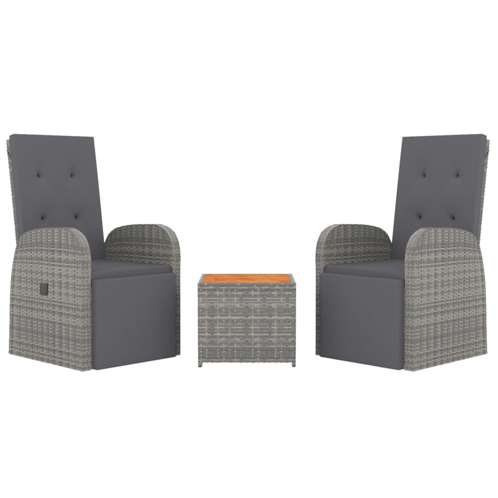 3-delige Loungeset poly rattan en massief acaciahout grijs is nu te koop bij PeponiXL, paradijselijk wonen!
