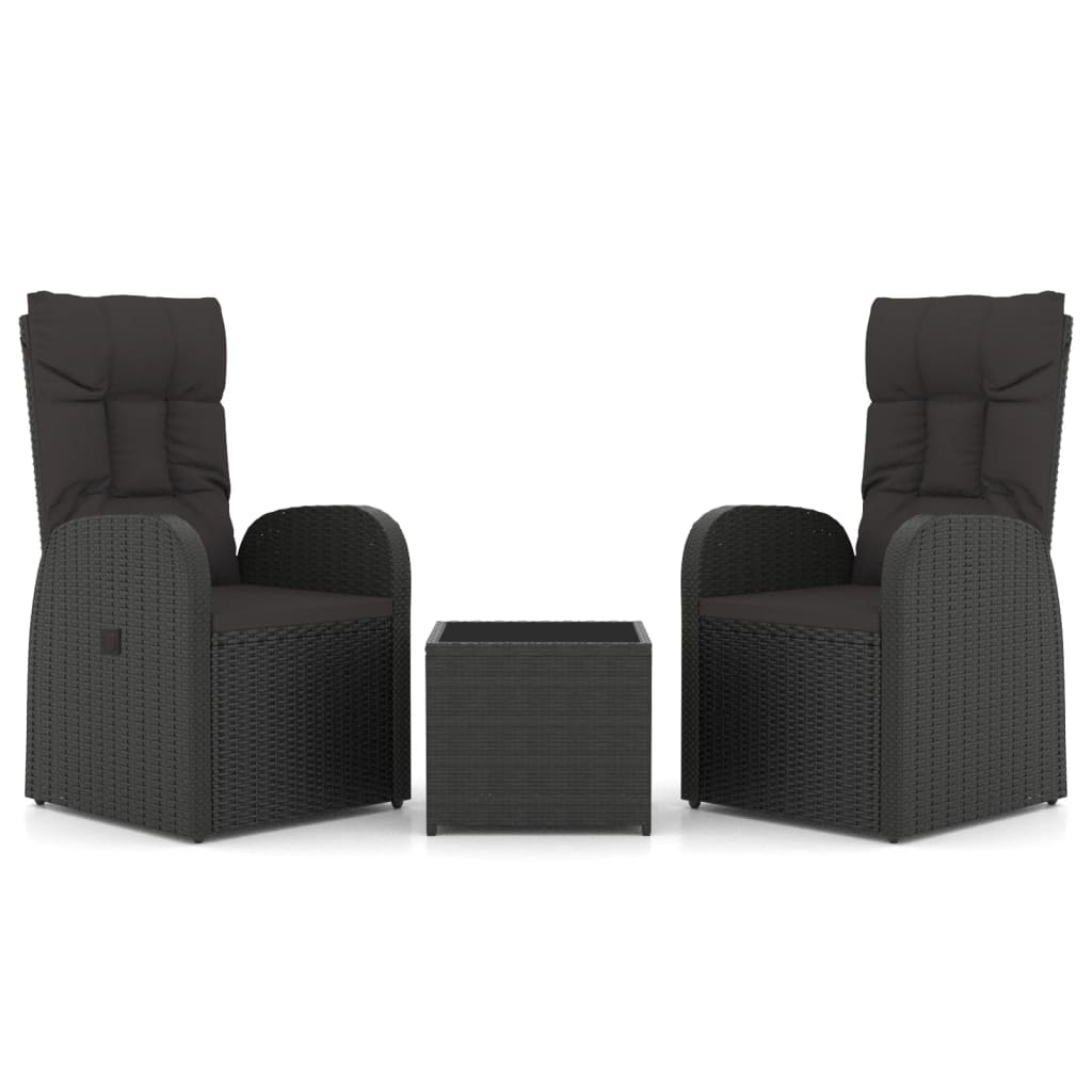 3-delige Loungeset poly rattan en staal zwart is nu te koop bij PeponiXL, paradijselijk wonen!
