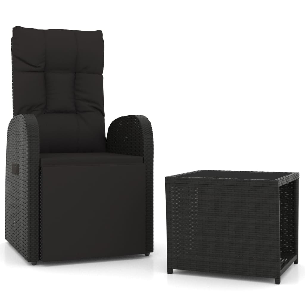 2-delige Loungeset poly rattan en staal zwart is nu te koop bij PeponiXL, paradijselijk wonen!