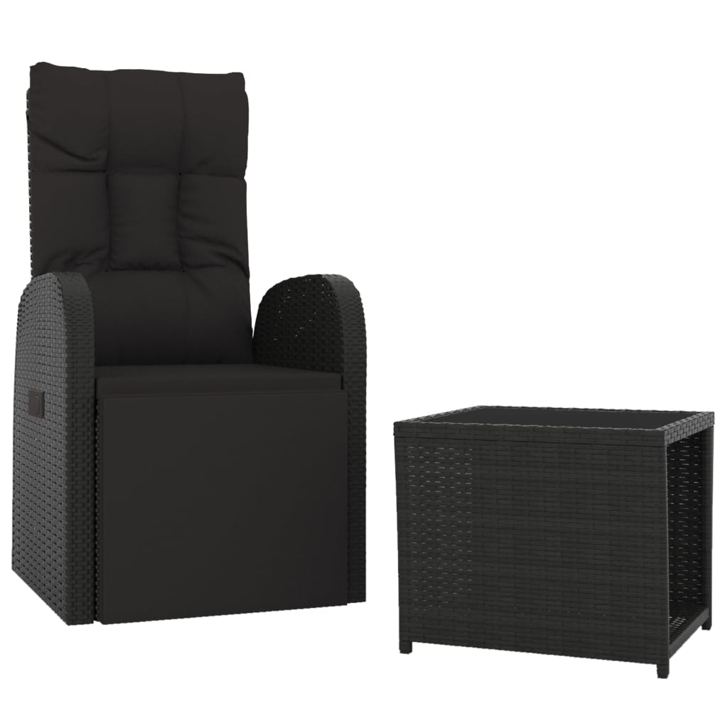 2-delige Loungeset poly rattan en staal zwart is nu te koop bij PeponiXL, paradijselijk wonen!