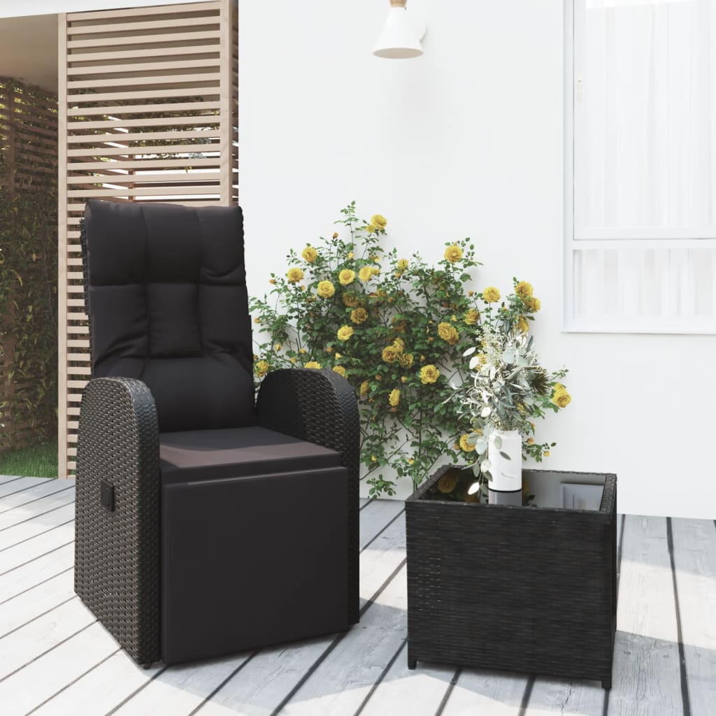 2-delige Loungeset poly rattan en staal zwart is nu te koop bij PeponiXL, paradijselijk wonen!