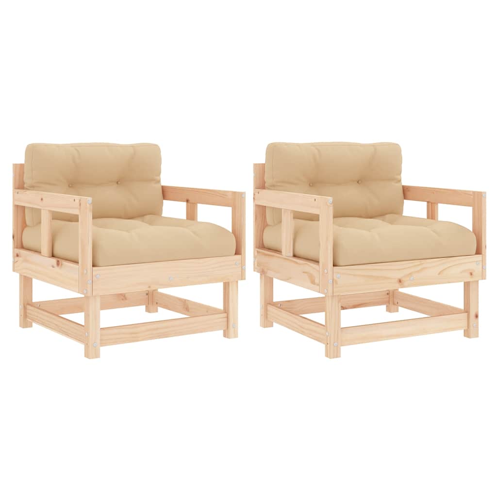 Tuinstoelen 2 st met kussens massief grenenhout is nu te koop bij PeponiXL, paradijselijk wonen!