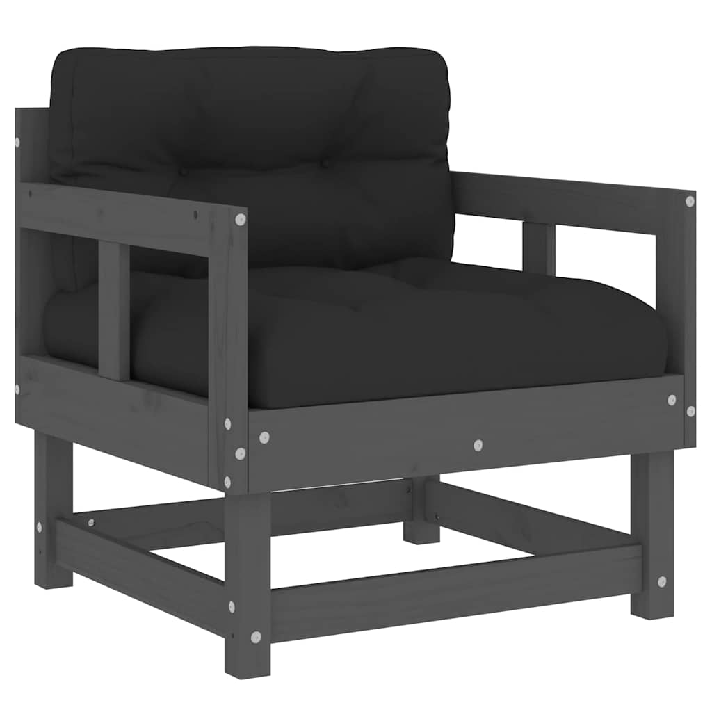 Tuinstoelen 2 st met kussens massief grenenhout grijs is nu te koop bij PeponiXL, paradijselijk wonen!