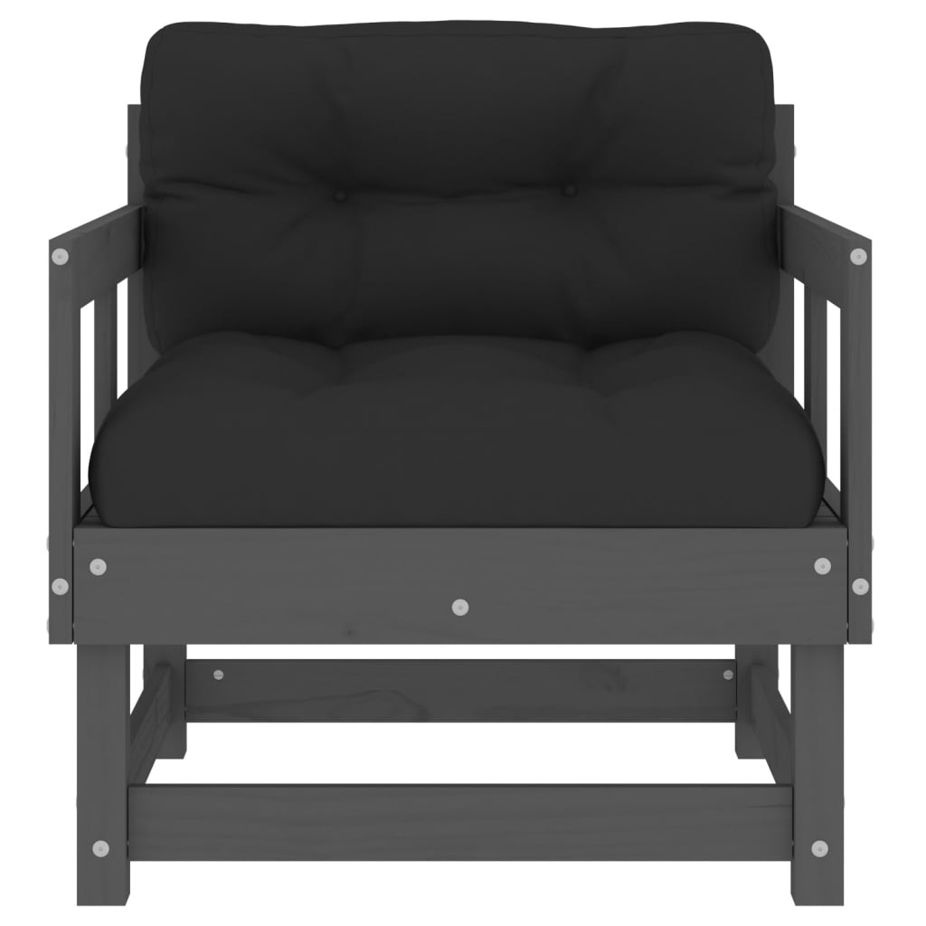 Tuinstoelen 2 st met kussens massief grenenhout grijs is nu te koop bij PeponiXL, paradijselijk wonen!
