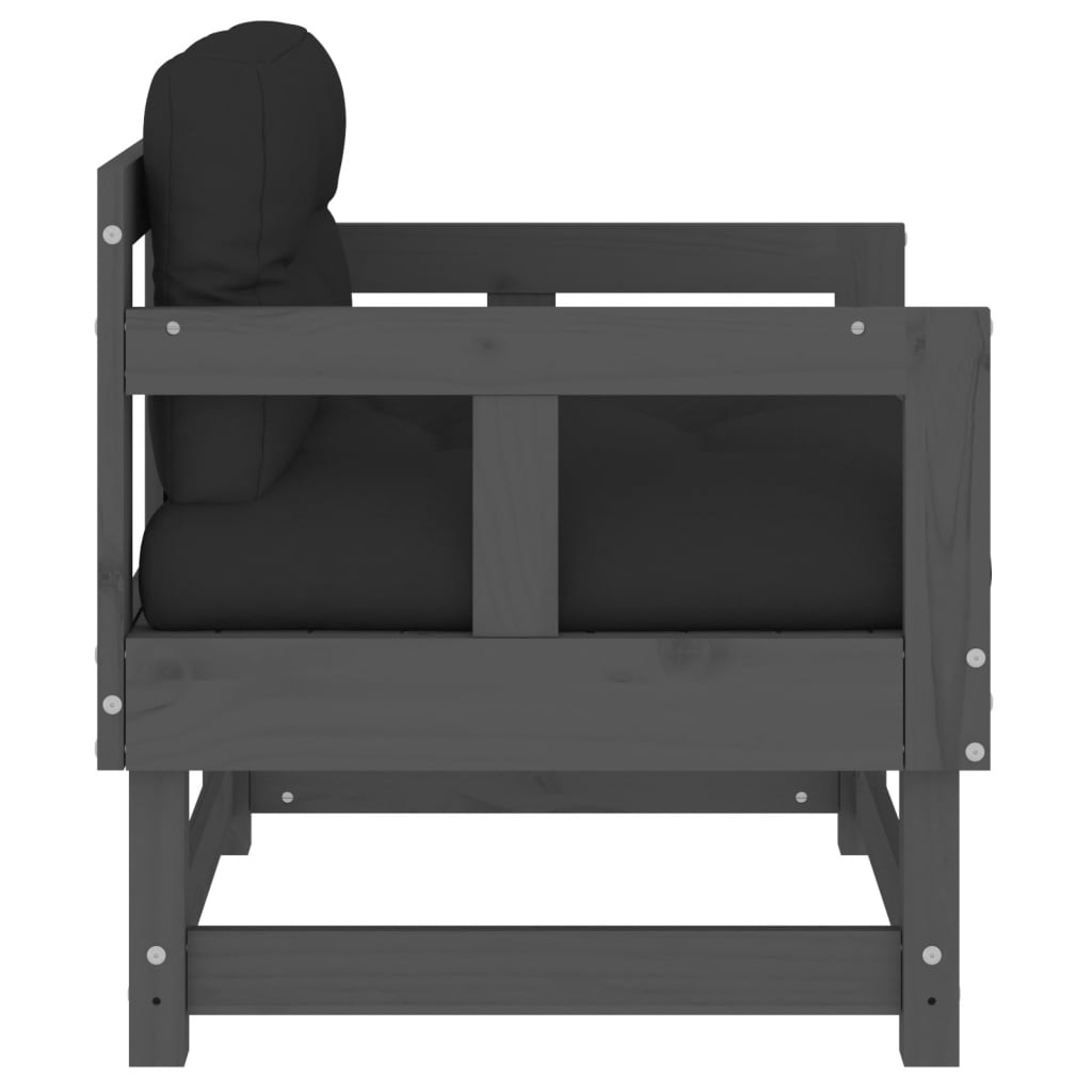 Tuinstoelen 2 st met kussens massief grenenhout grijs is nu te koop bij PeponiXL, paradijselijk wonen!