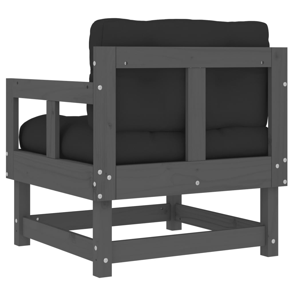 Tuinstoelen 2 st met kussens massief grenenhout grijs is nu te koop bij PeponiXL, paradijselijk wonen!