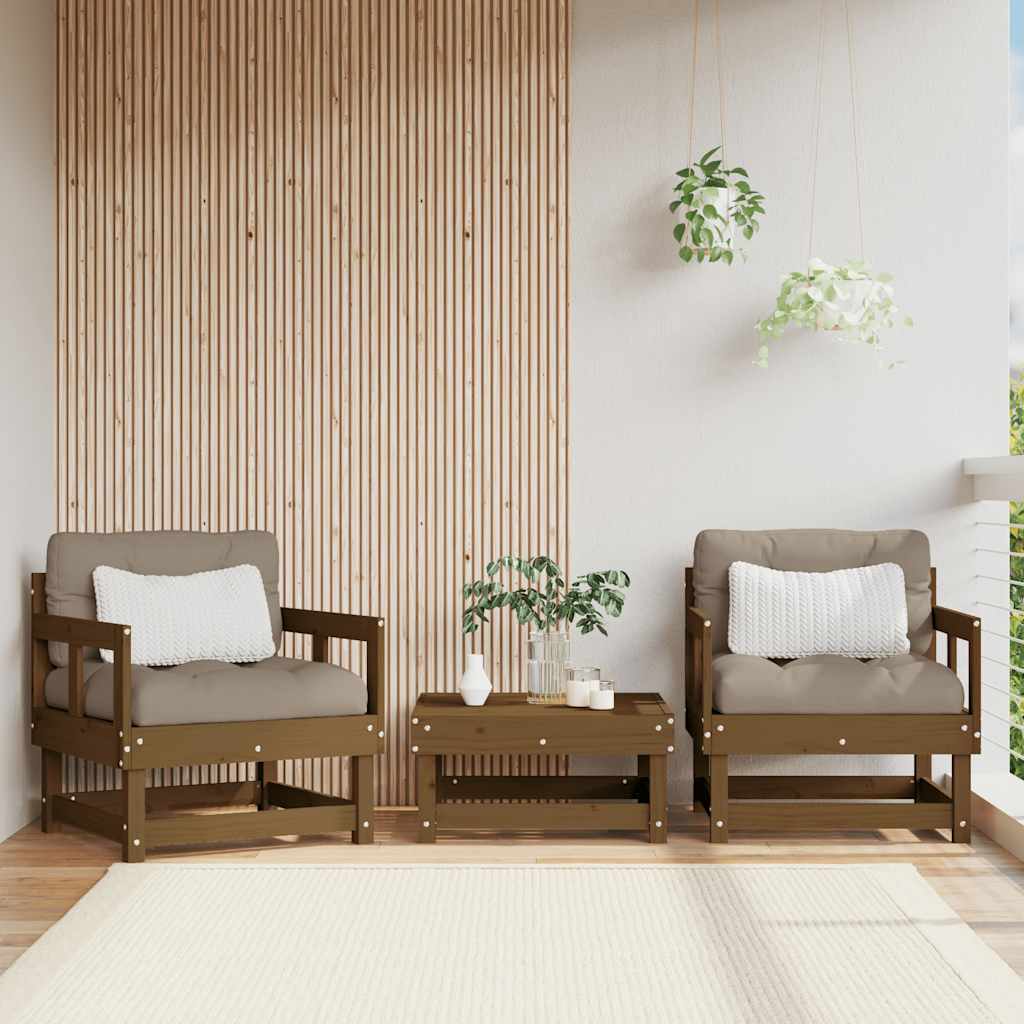 Tuinstoelen 2 st met kussens massief grenenhout honingbruin is nu te koop bij PeponiXL, paradijselijk wonen!