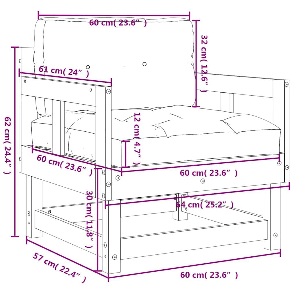 Tuinstoelen 2 st met kussens massief douglashout is nu te koop bij PeponiXL, paradijselijk wonen!