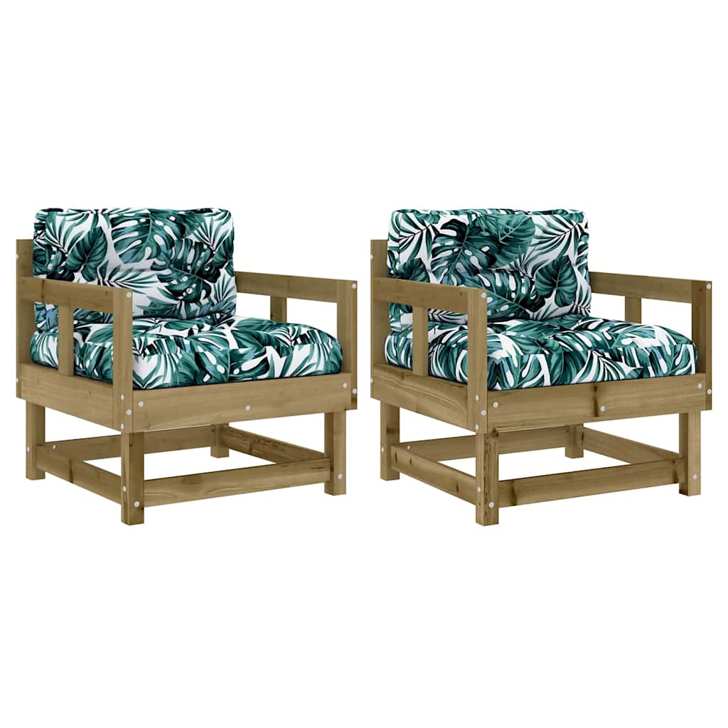 Tuinstoelen 2 st met kussens geïmpregneerd grenenhout is nu te koop bij PeponiXL, paradijselijk wonen!