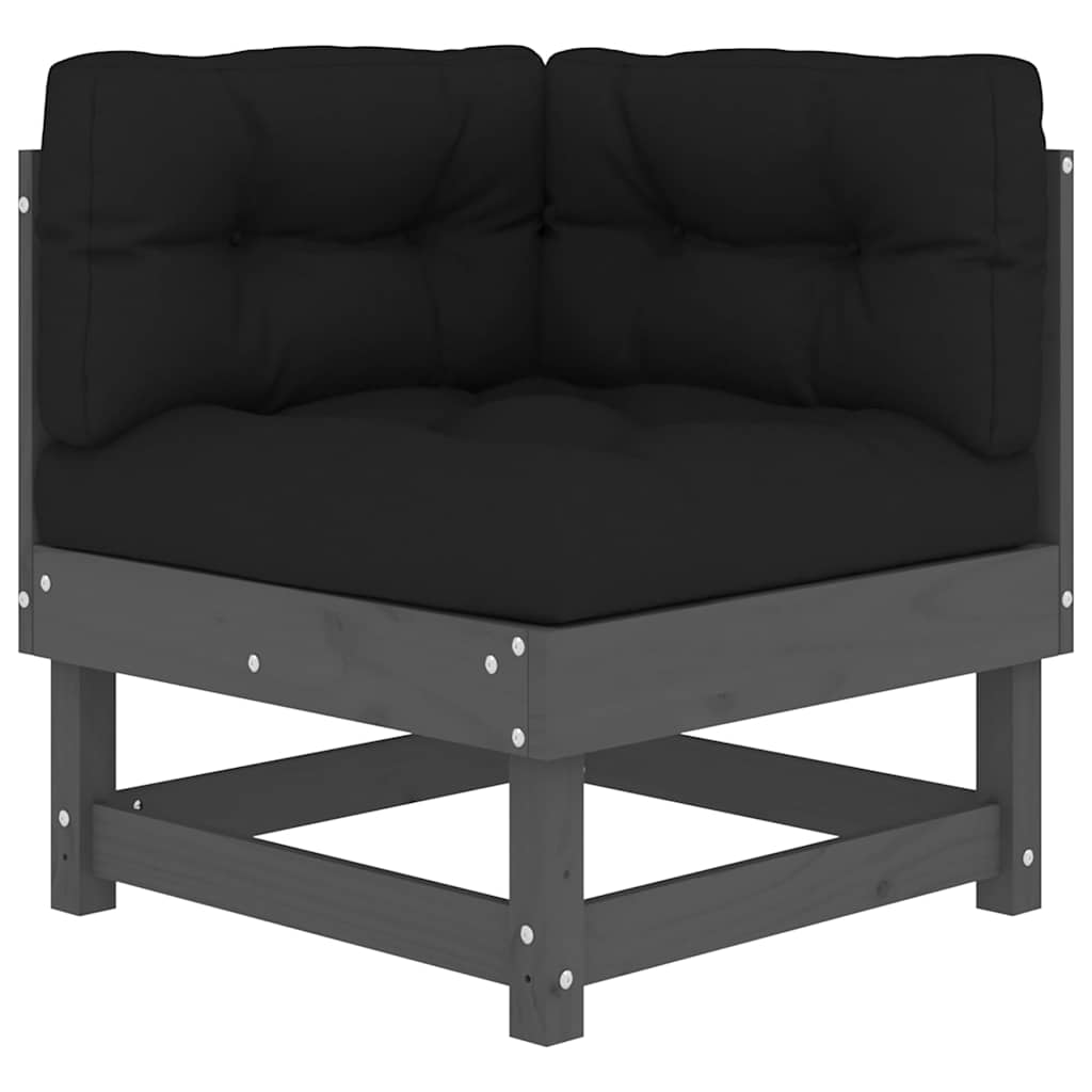 Hoekbanken 2 st met kussens massief grenenhout grijs is nu te koop bij PeponiXL, paradijselijk wonen!