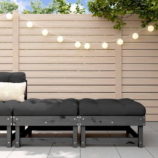 Tuinvoetenbanken met kussens 2 st massief grenenhout grijs is nu te koop bij PeponiXL, paradijselijk wonen!