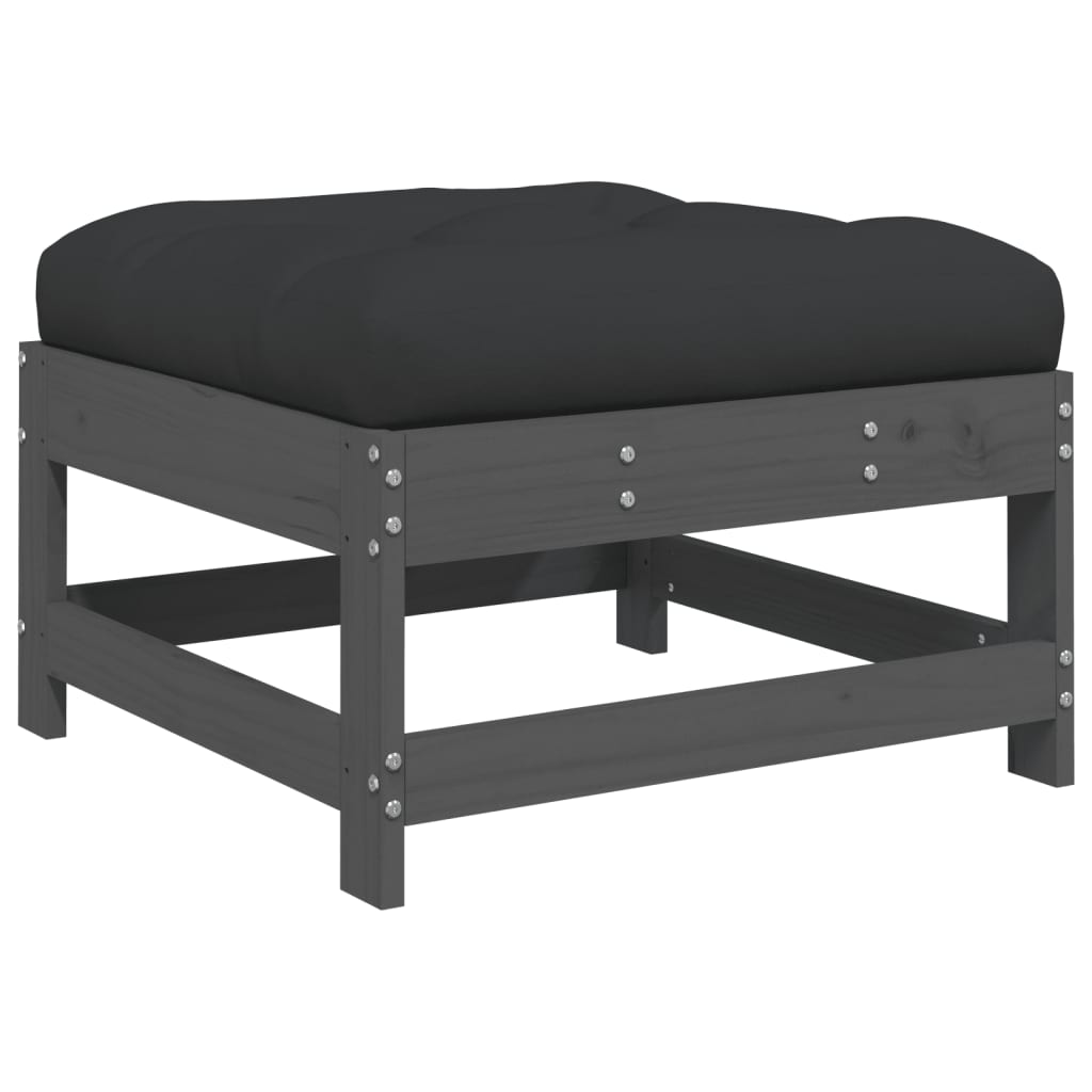 Tuinvoetenbank met kussen massief grenenhout grijs is nu te koop bij PeponiXL, paradijselijk wonen!