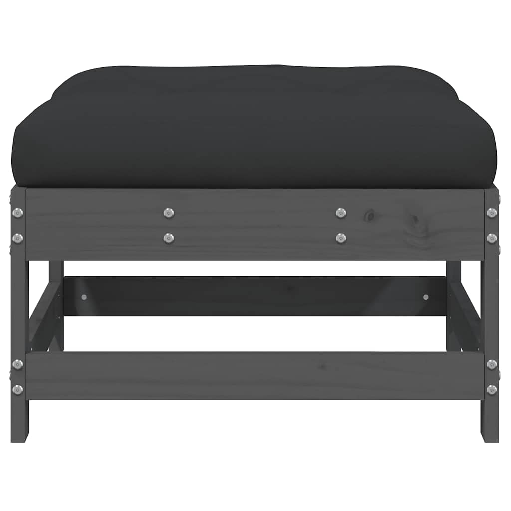 Tuinvoetenbank met kussen massief grenenhout grijs is nu te koop bij PeponiXL, paradijselijk wonen!