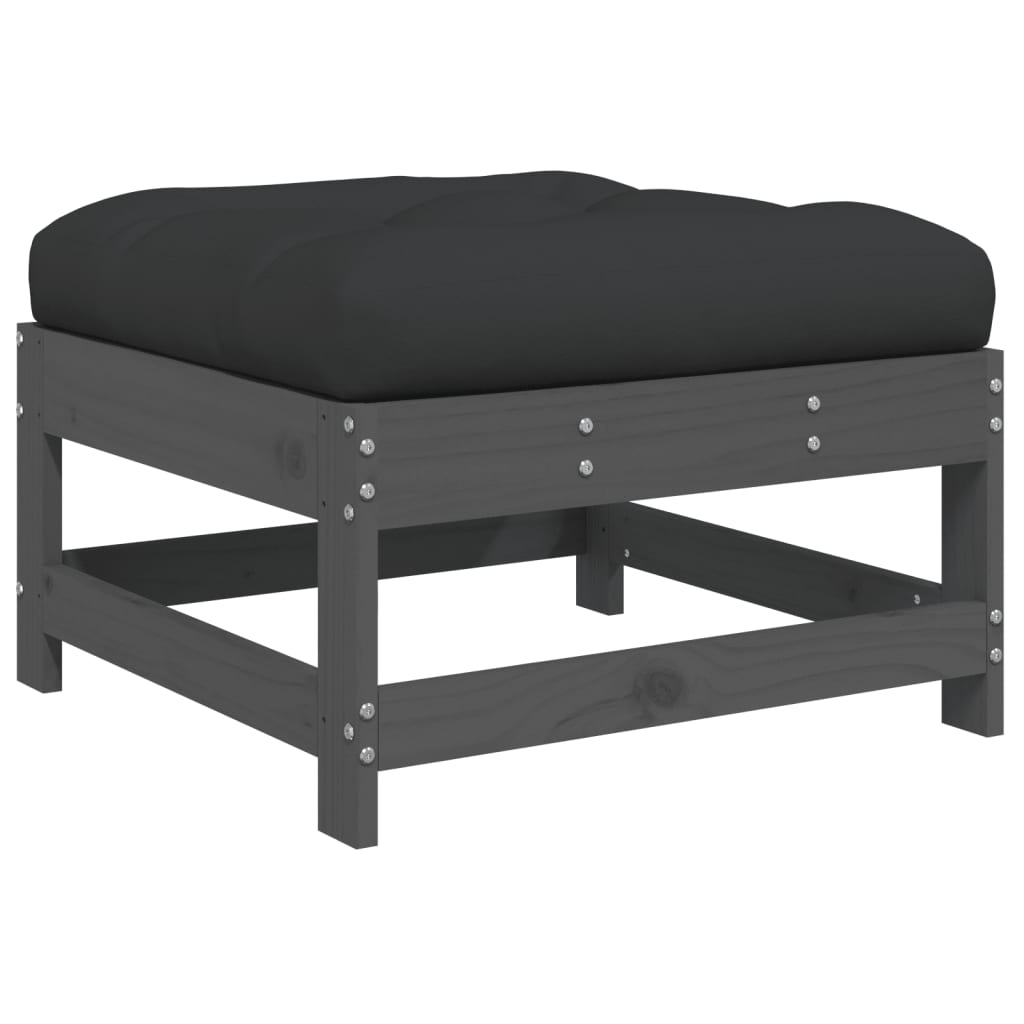 Tuinvoetenbank met kussen massief grenenhout grijs is nu te koop bij PeponiXL, paradijselijk wonen!