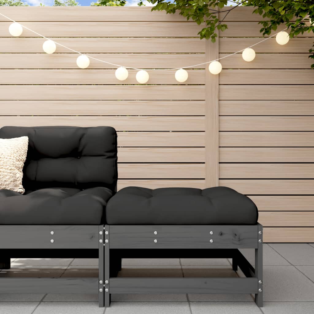 Tuinvoetenbank met kussen massief grenenhout grijs is nu te koop bij PeponiXL, paradijselijk wonen!