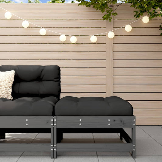 Tuinvoetenbank met kussen massief grenenhout grijs is nu te koop bij PeponiXL, paradijselijk wonen!