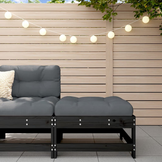 Tuinvoetenbank met kussen massief grenenhout zwart is nu te koop bij PeponiXL, paradijselijk wonen!