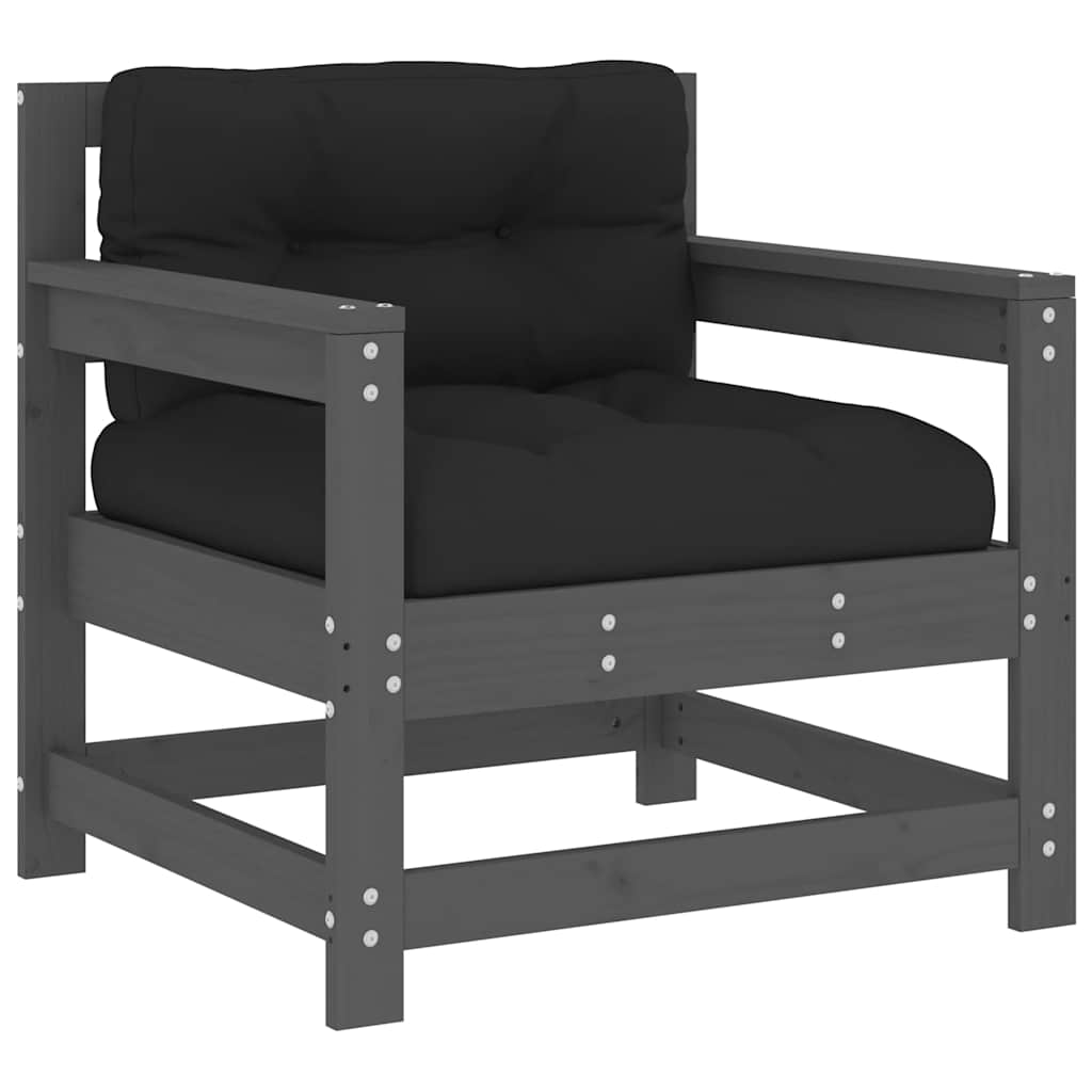 Tuinstoelen 2 st met kussens massief grenenhout grijs is nu te koop bij PeponiXL, paradijselijk wonen!