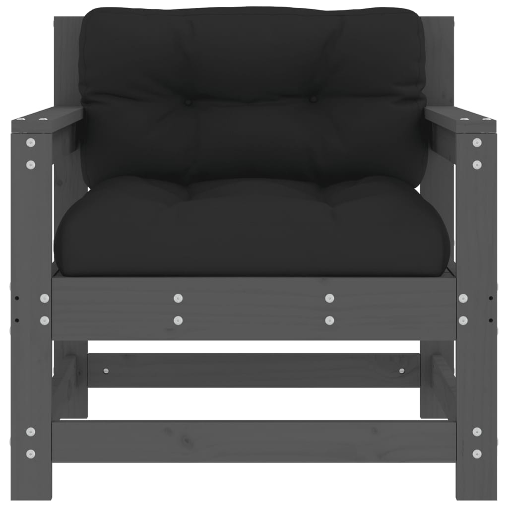 Tuinstoelen 2 st met kussens massief grenenhout grijs is nu te koop bij PeponiXL, paradijselijk wonen!