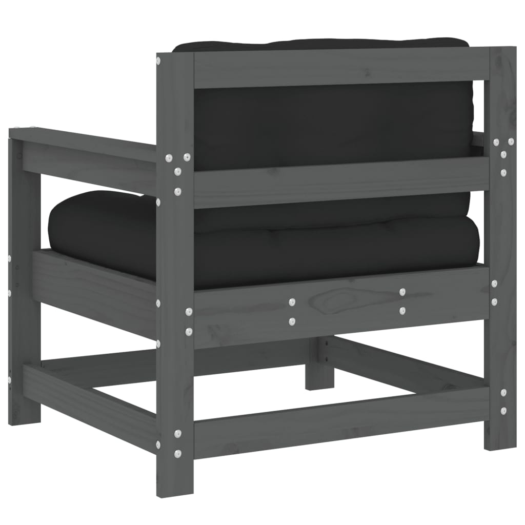 Tuinstoelen 2 st met kussens massief grenenhout grijs is nu te koop bij PeponiXL, paradijselijk wonen!