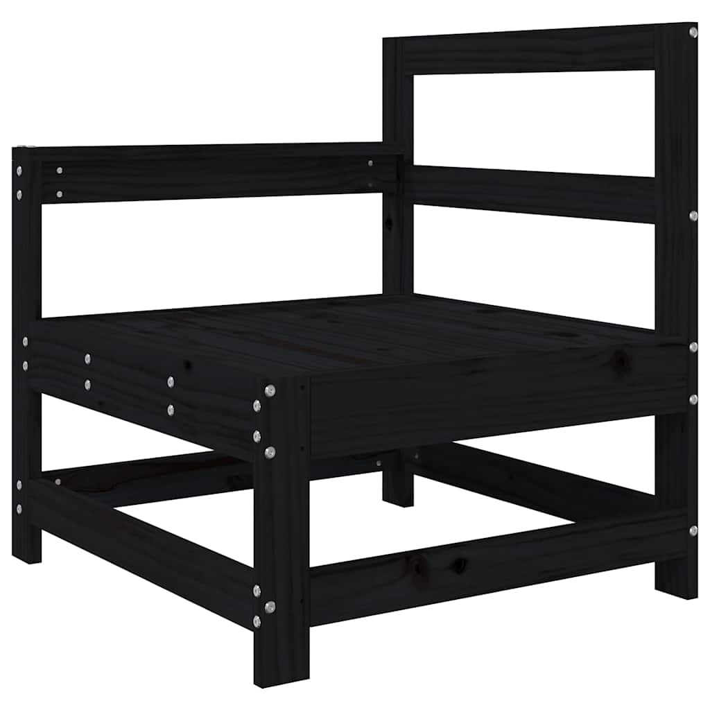 Tuinstoel met kussens massief grenenhout zwart