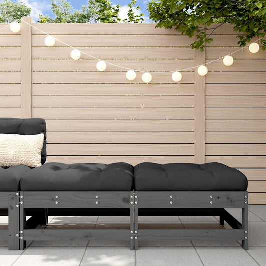 Tuinvoetenbanken met kussens 2 st massief grenenhout grijs is nu te koop bij PeponiXL, paradijselijk wonen!