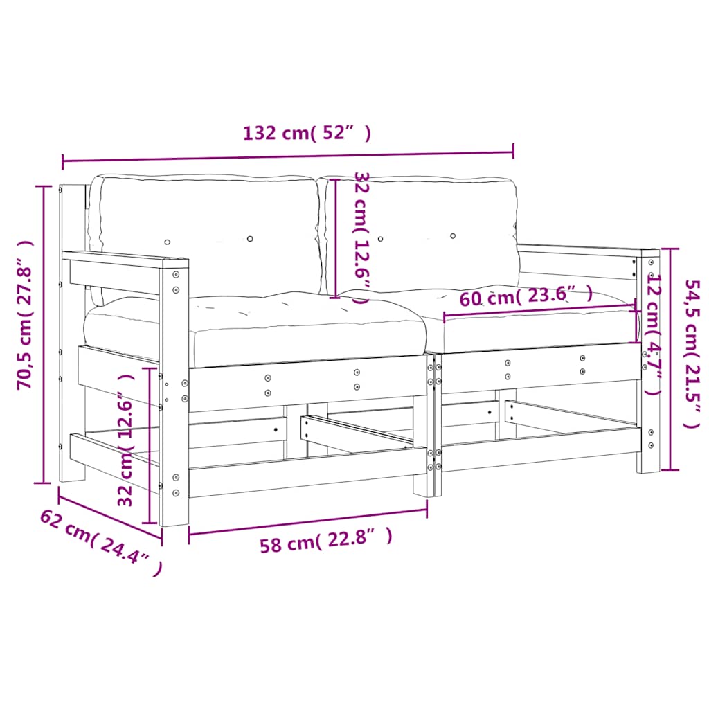Tuinstoelen 2 st met kussens massief grenenhout is nu te koop bij PeponiXL, paradijselijk wonen!