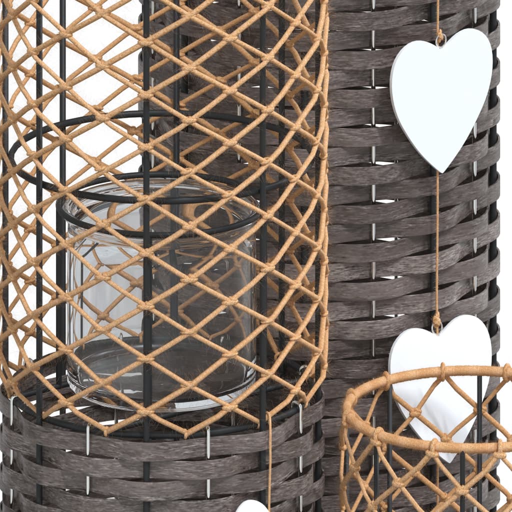 Kaarsenhouders 3 st wicker grijs is nu te koop bij PeponiXL, paradijselijk wonen!