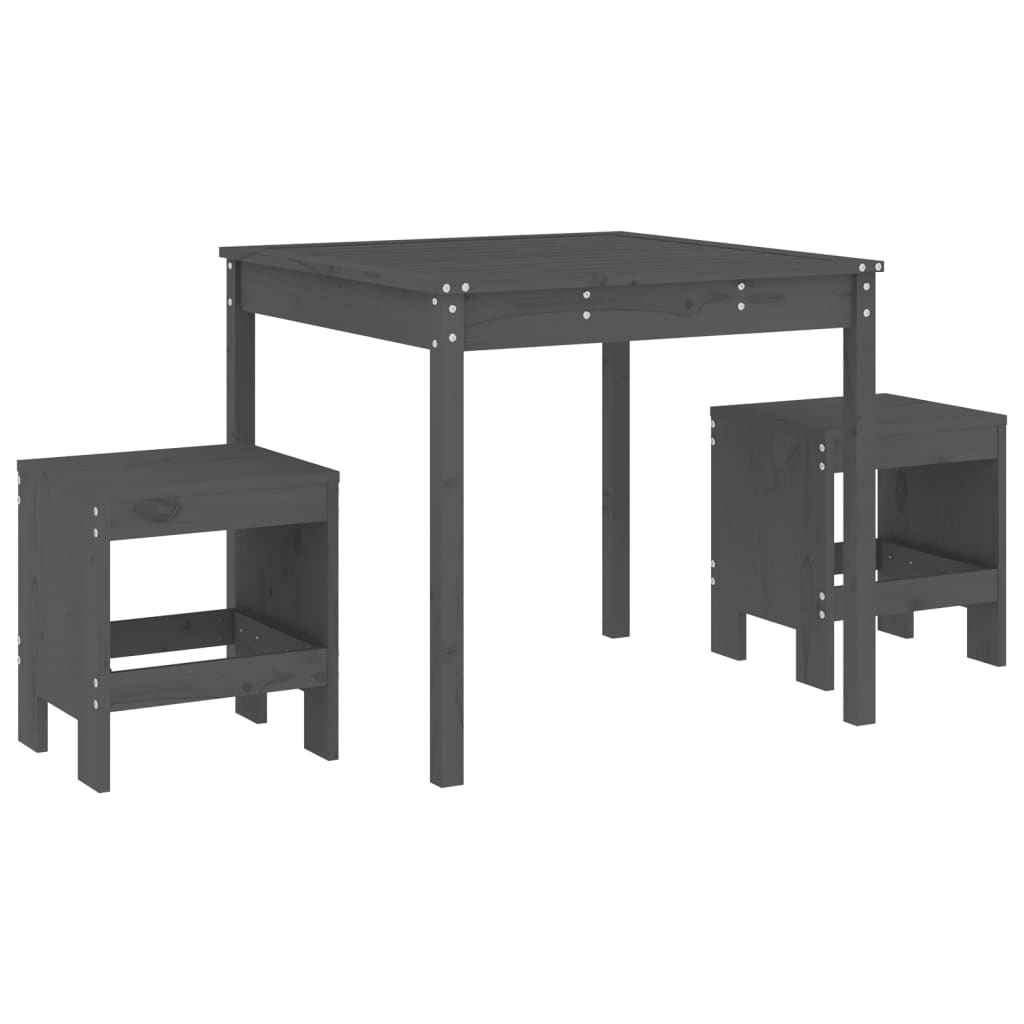 3-delige Bistroset massief grenenhout grijs is nu te koop bij PeponiXL, paradijselijk wonen!