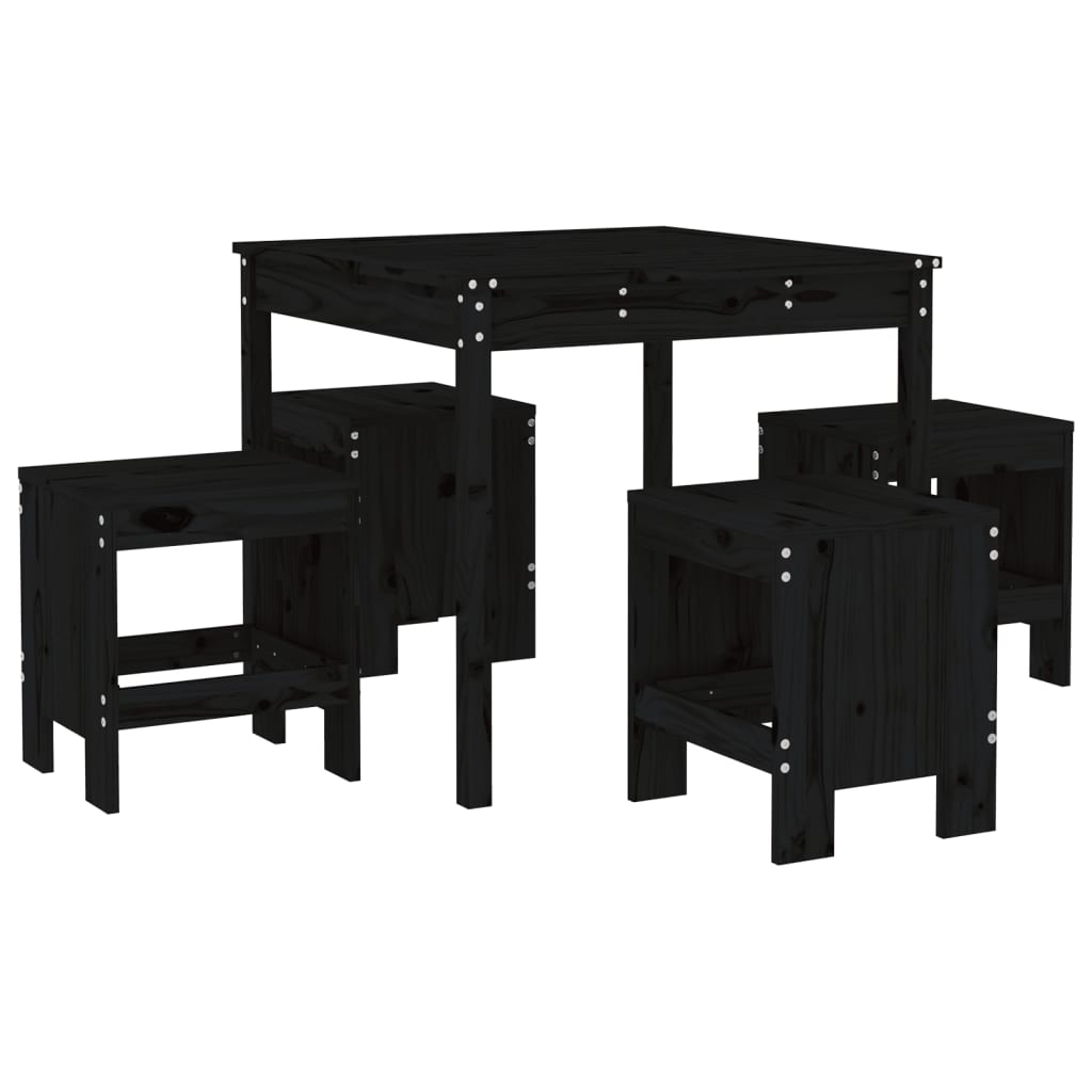 5-delige Tuinset massief grenenhout zwart is nu te koop bij PeponiXL, paradijselijk wonen!