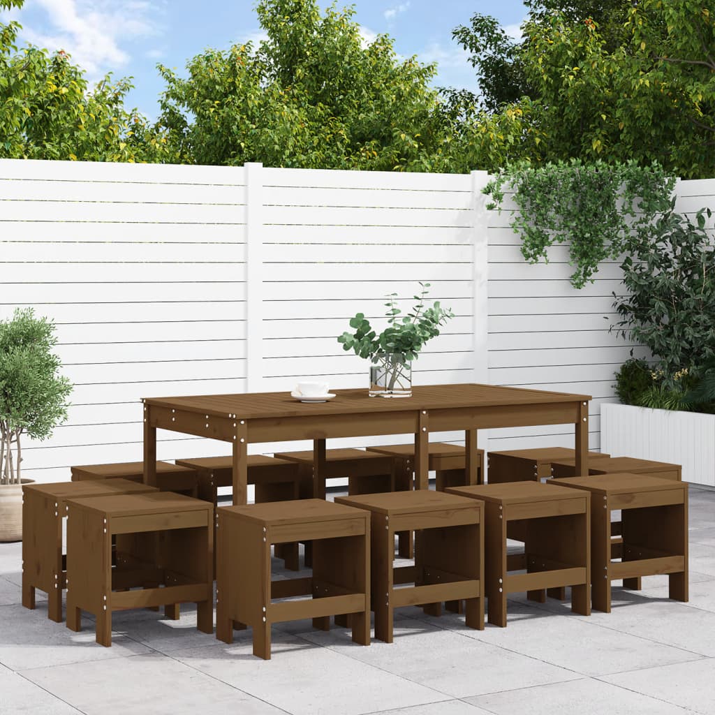13-delige Tuinset massief grenenhout honingbruin is nu te koop bij PeponiXL, paradijselijk wonen!