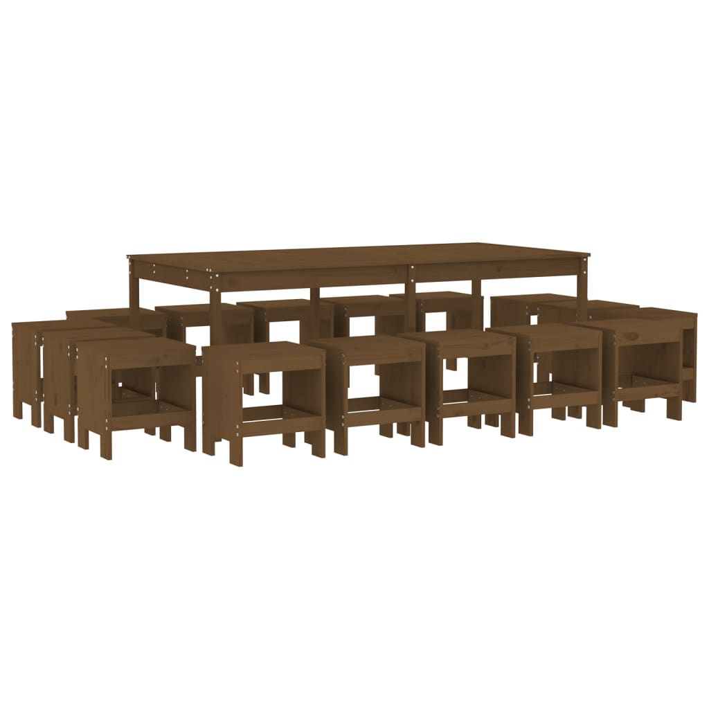 17-delige Tuinset massief grenenhout honingbruin is nu te koop bij PeponiXL, paradijselijk wonen!