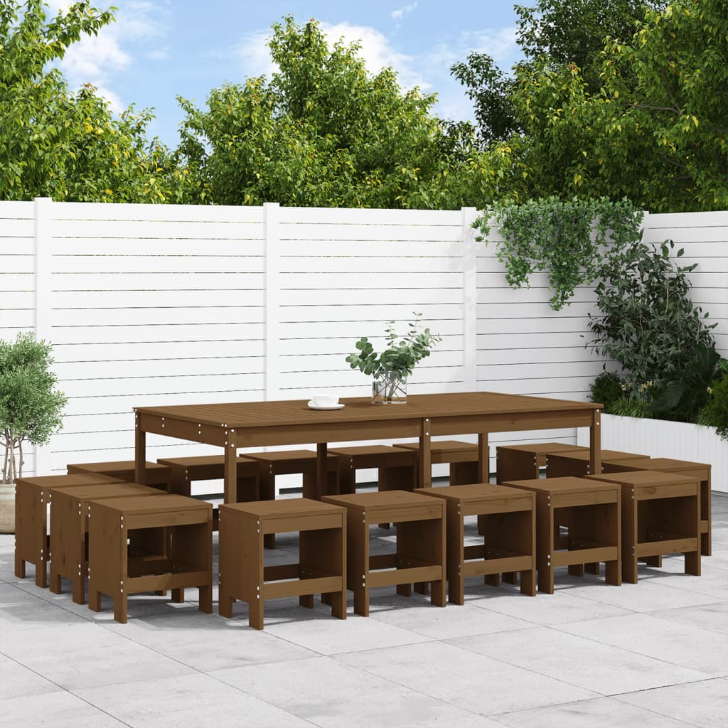 17-delige Tuinset massief grenenhout honingbruin is nu te koop bij PeponiXL, paradijselijk wonen!