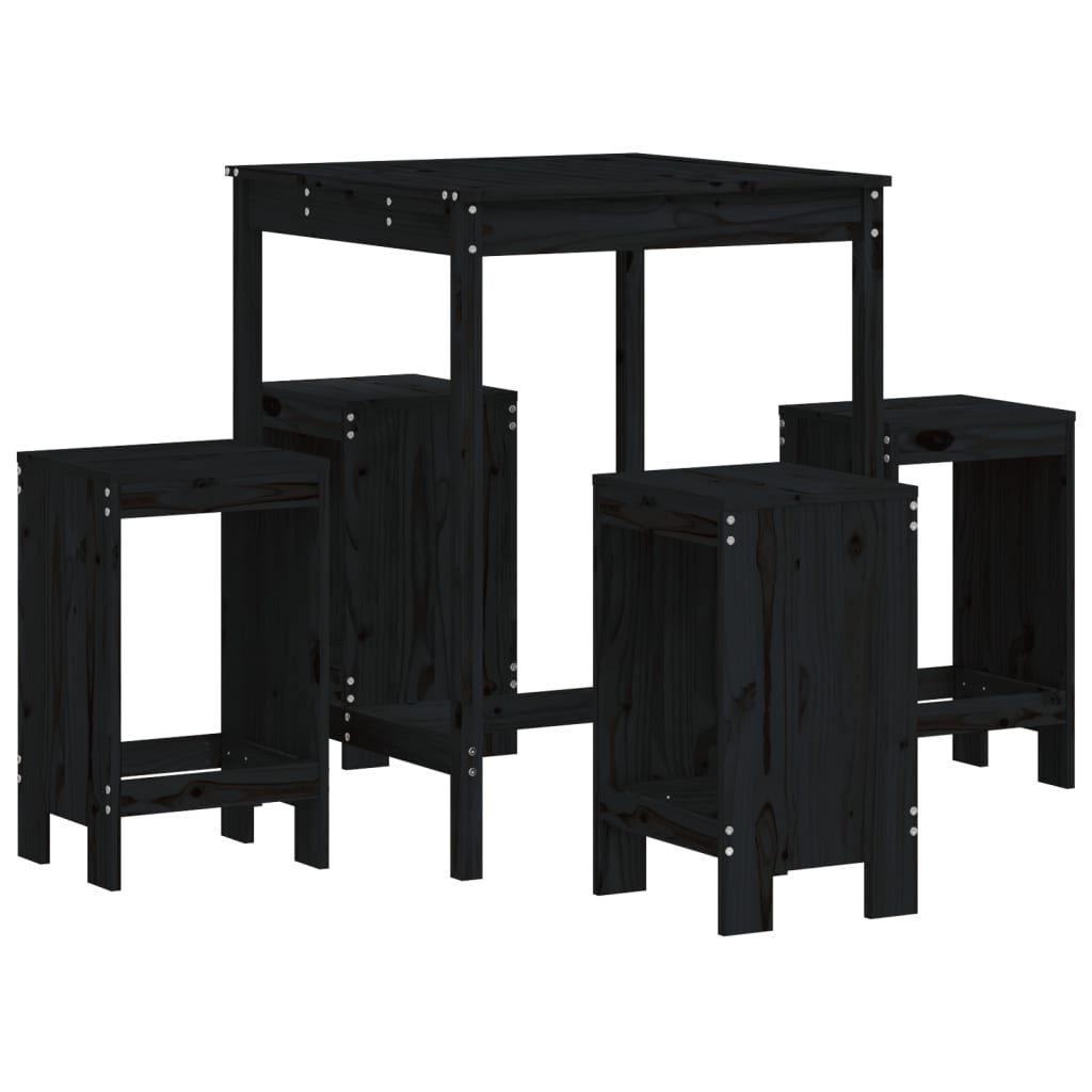 5-delige Barset massief grenenhout zwart is nu te koop bij PeponiXL, paradijselijk wonen!