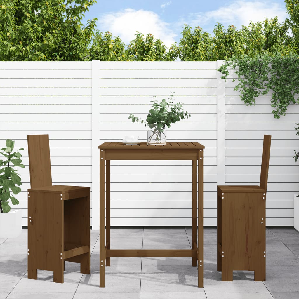 3-delige Tuinbarset massief grenenhout honingbruin is nu te koop bij PeponiXL, paradijselijk wonen!
