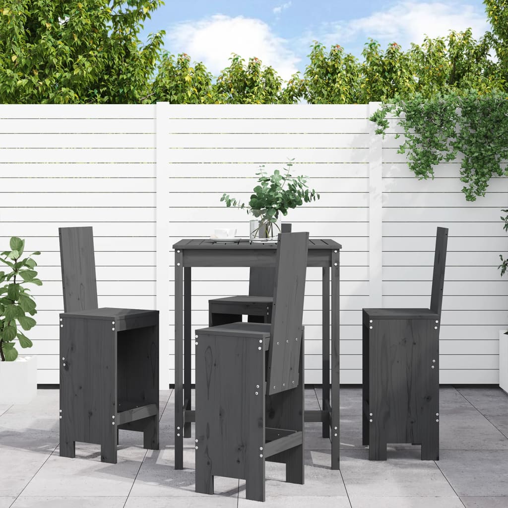 5-delige Tuinbarset massief grenenhout grijs is nu te koop bij PeponiXL, paradijselijk wonen!