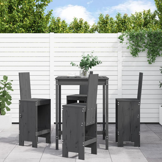 5-delige Tuinbarset massief grenenhout grijs is nu te koop bij PeponiXL, paradijselijk wonen!